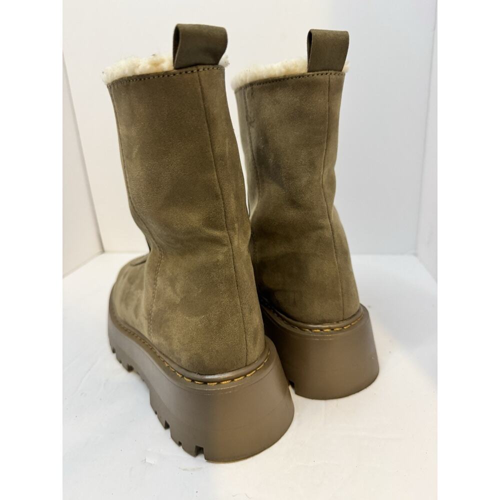 Warm-Lined Boots H&M Women’s Olive Suede Lug Sole EU 38/US 7.5 - Picture 7 of 13